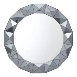 Laila Ali Blue Beveled Round Wall Mirror, 32"