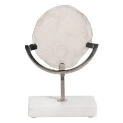 Laila Ali Neutral Agate Sculpture With Marbled Base, 8"