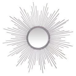Laila Ali Silver Round Burst Wall Mirror, 24"