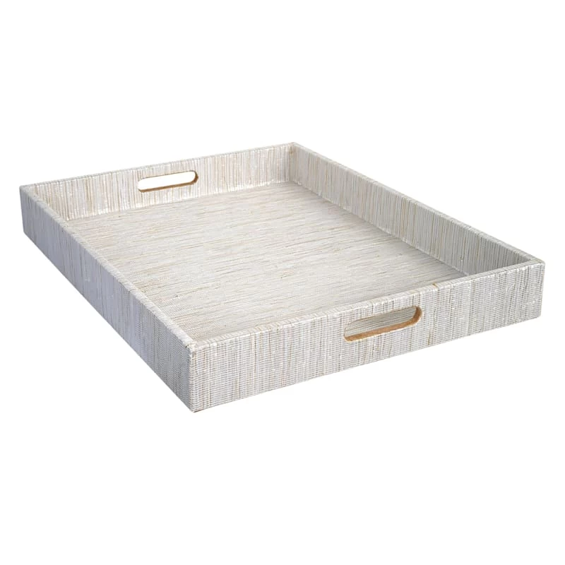 LG Rect Woven White Gold Tray 1 LG Rect Woven White Gold Tray