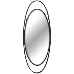 Metal Ring Framed Oval Wall Mirror, 14x36