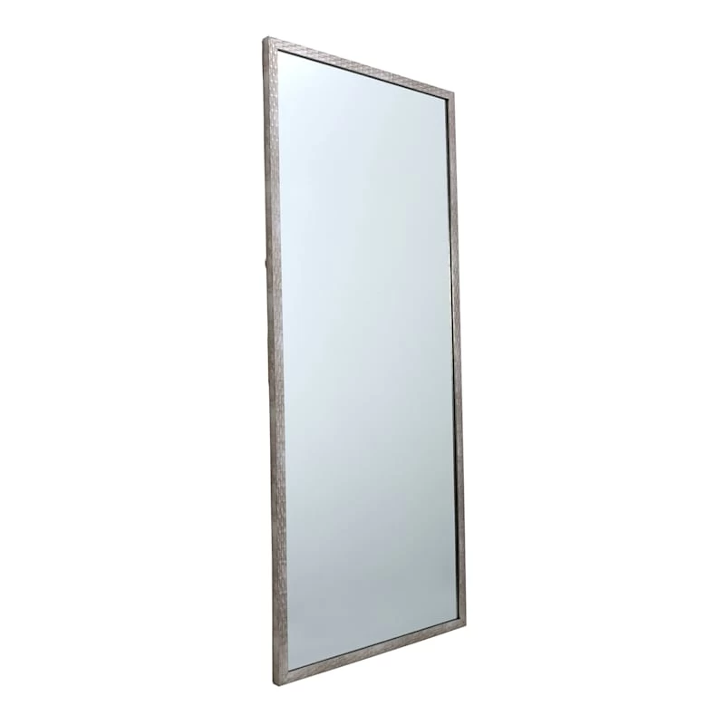 Metallic Woven Textured Framed Wall Mirror, 24x58 2 Metallic Woven Textured Framed Wall Mirror, 24x58 - Image 2