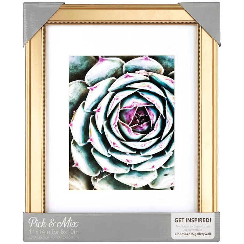Pick & Mix 11x14 Matted To 8x10 Beaded Wall Frame, Gold 2 Pick & Mix 11x14 Matted To 8x10 Beaded Wall Frame, Gold - Image 2