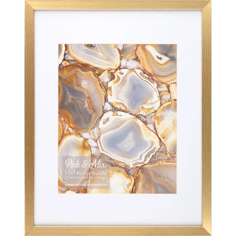 Pick & Mix 11x14 To 8x10 Linear Wall Frame, Gold 1 Pick & Mix 11x14 To 8x10 Linear Wall Frame, Gold