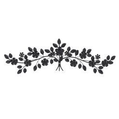 Providence Black Metal Floral Wall Art, 15x45