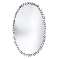 Providence Silver Metal Beaded Oval Wall Mirror, 14x22