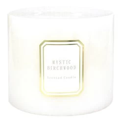 Providence White Mystic Birchwood Scented Pillar Candle, 6x5