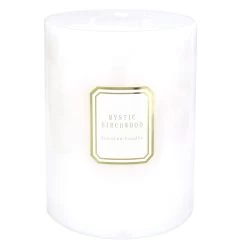 Providence White Mystic Birchwood Scented Pillar Candle, 6x8