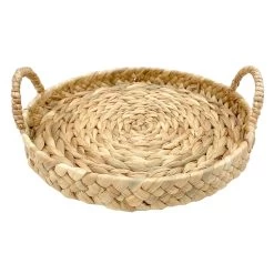 Round Natural Wicker Woven Decorative Tray, 11"