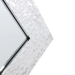 Silver Hexagon Textured Framed Wall Mirror, 24x58 8 Silver Hexagon Textured Framed Wall Mirror, 24x58 -Home Decor Store silver hexagon textured framed wall mirror 24x58 4