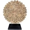 Sliced Wood Disk Sculpture With Black Base, 24"