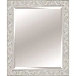 Solid Wood Floral Antique White Wall Mirror, 28x34