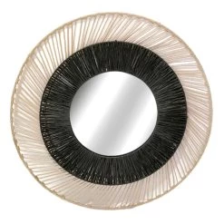 Tracey Boyd Multicolor Rattan Woven Round Wall Mirror, 33.8"