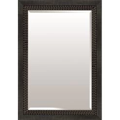 Triple Beaded Brushed Platinum Wall Mirror, 30x36