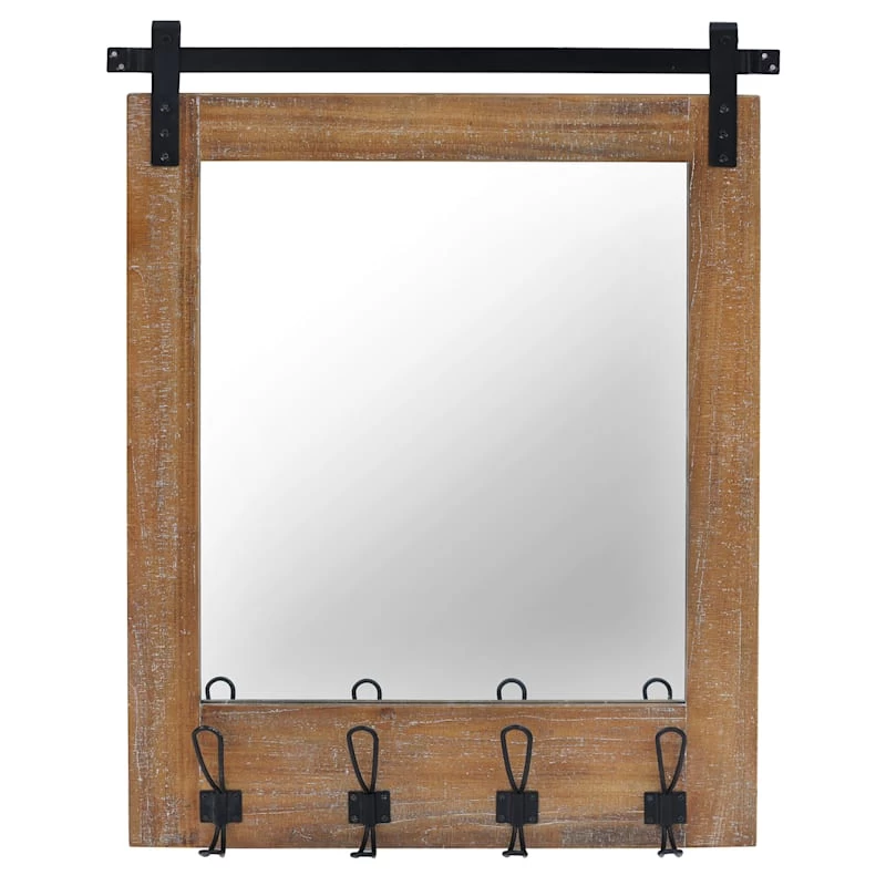 Ty Pennington Metal With Hooks Wall Mirror, 24x31 1 Ty Pennington Metal With Hooks Wall Mirror, 24x31