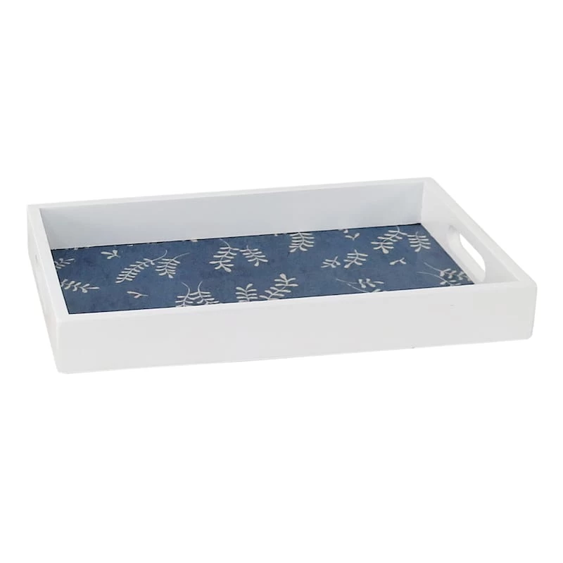 White & Blue Printed Tray, 15x9 1 White & Blue Printed Tray, 15x9
