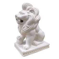 White Ceramic Lion, 7"