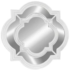 White Double Quatrefoil Wall Mirror, 20"