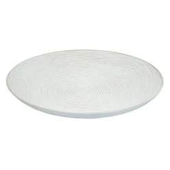 White Faux Wood Carved Tray, 16"