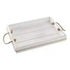 White Faux Wood Decorative Tray With Rope Handles, 16x13