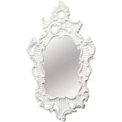 White Rockglam Polyurethane Framed Glossy Wall Mirror, 35x60