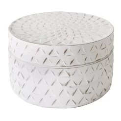 White Round Decorative Box, 6"