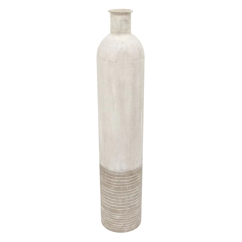 White Taupe Metal Floor Vase, 36" 1 White Taupe Metal Floor Vase, 36"