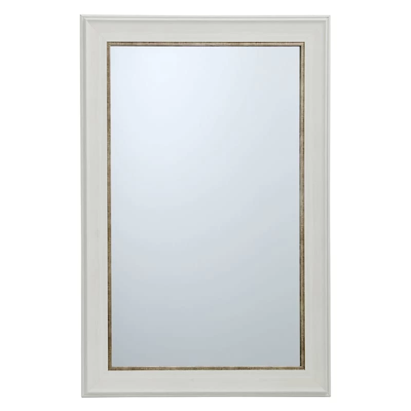White With Gold Framed Wall Mirror, 24x36 1 White With Gold Framed Wall Mirror, 24x36