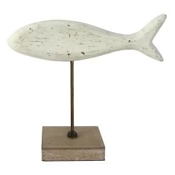 White Wooden Fish, 12"