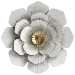 Whitewash Metal Embossed Flower Wall Art, 20"