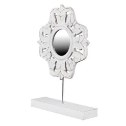 Home Decor Store -Home Decor Store whitewashed carved art with mirror 13 1