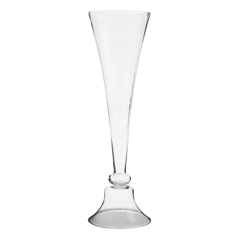 Willow Crossley Clear Glass Trumpet Vase, 32" 1 Willow Crossley Clear Glass Trumpet Vase, 32"