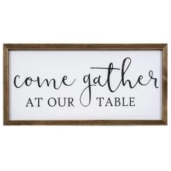 Wood Framed Come Gather At Our Table Wall Decor, 20x9