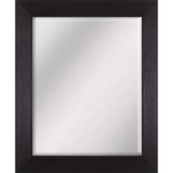 Woodgrain Embossed Espresso Framed Beveled Wall Mirror, 28x34